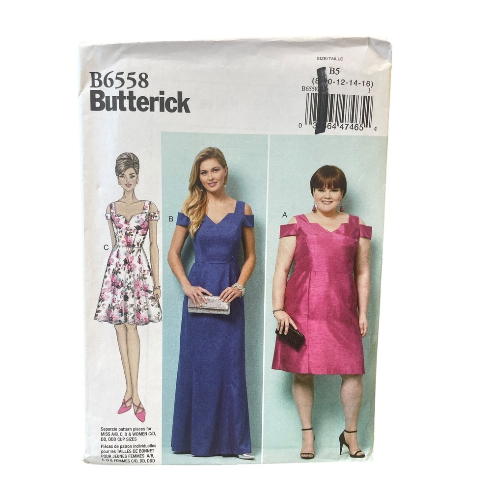 Butterick B6558 Misses/Womens Dress Off Shoulder Sizes 8-16 Sewing Pattern